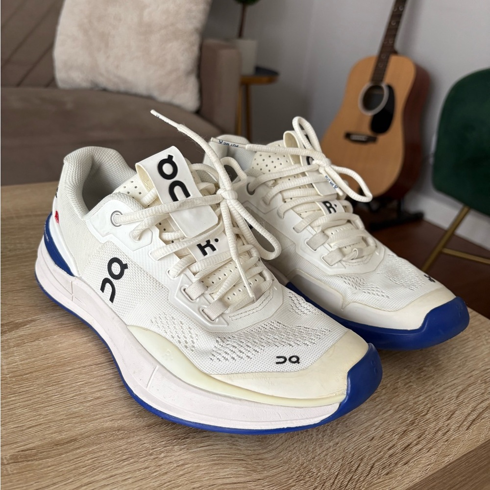 White and Blue On Running Shoes